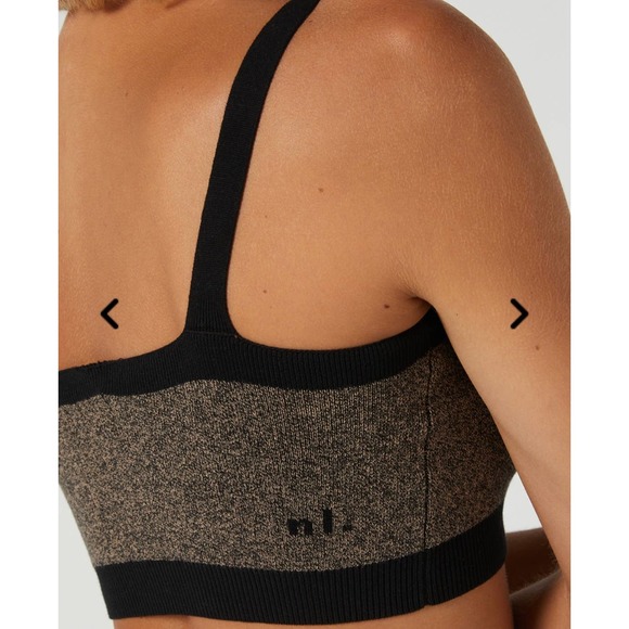 NUDE LUCY ACTIVE Knit Crop Top Womens Small Granite Black Shirt Workout NWT - Picture 4 of 16